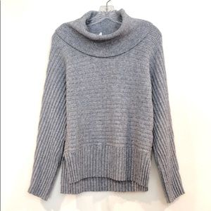MOTH Anthropologie Knit Cowl Neck Ribbed Grey Sweater Women's Large Petite